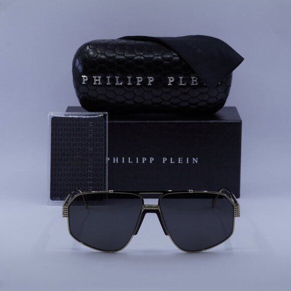 Philipp Plein SPP106M 0302 Aviator Sunglasses – Gold/Smoke - Picture 3 of 10